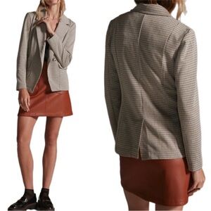 MAEVE Anthropologie Collegiate Knit Blazer Jacket Houndstooth Size S Work Casual